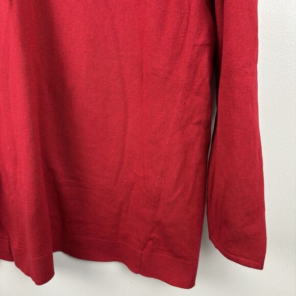J. Jill Red Crewneck Sweater Petite Medium Long Sleeve Business Classic Women - Picture 4 of 11